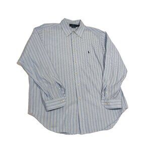 Polo Ralph Lauren Men's XL 17 34/35 Classic Fit Blue Striped Oxford Shirt